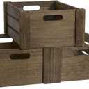 Wooden Crates for Display, 3 Pack Large Rustic Handmade Wood Crate for Storage, Wooden Basket with Handles, Nesting Crates Boxes for Container and Decor Living Room Outdoor Christmas (Large)
