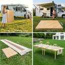 80"x30" Portable Boho Wooden Low Folding Picnic Table for Indoor Outdoor, Diagonal Stripe 80*30inch