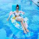 2 in 1 Floating Recliner Pool, Deluxe Inflatable Pool Float Adult with Backrest and Cup Holder, Cool Fun Pool Chair Float Bed, Pool, Beach, Enjoy Vacation, Age 15 + (Light green)