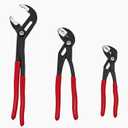 Quick Adjust Groove Joint Pliers Set 7-inch, 10-inch, 12-inch, Groove Wrench Pliers, Water Pump Plier, Durable CR-V Steel Tongue (Red)