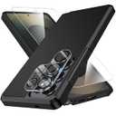 6 x for Samsung Galaxy S25 Ultra Phone case with Tempered Glass Screen Protector+Camera Lens Protector,for Samsungs S25 Ultra Phone case,Silicone Durable Armor for Samsung Galaxy S25 Ultra case (Deep Black)
