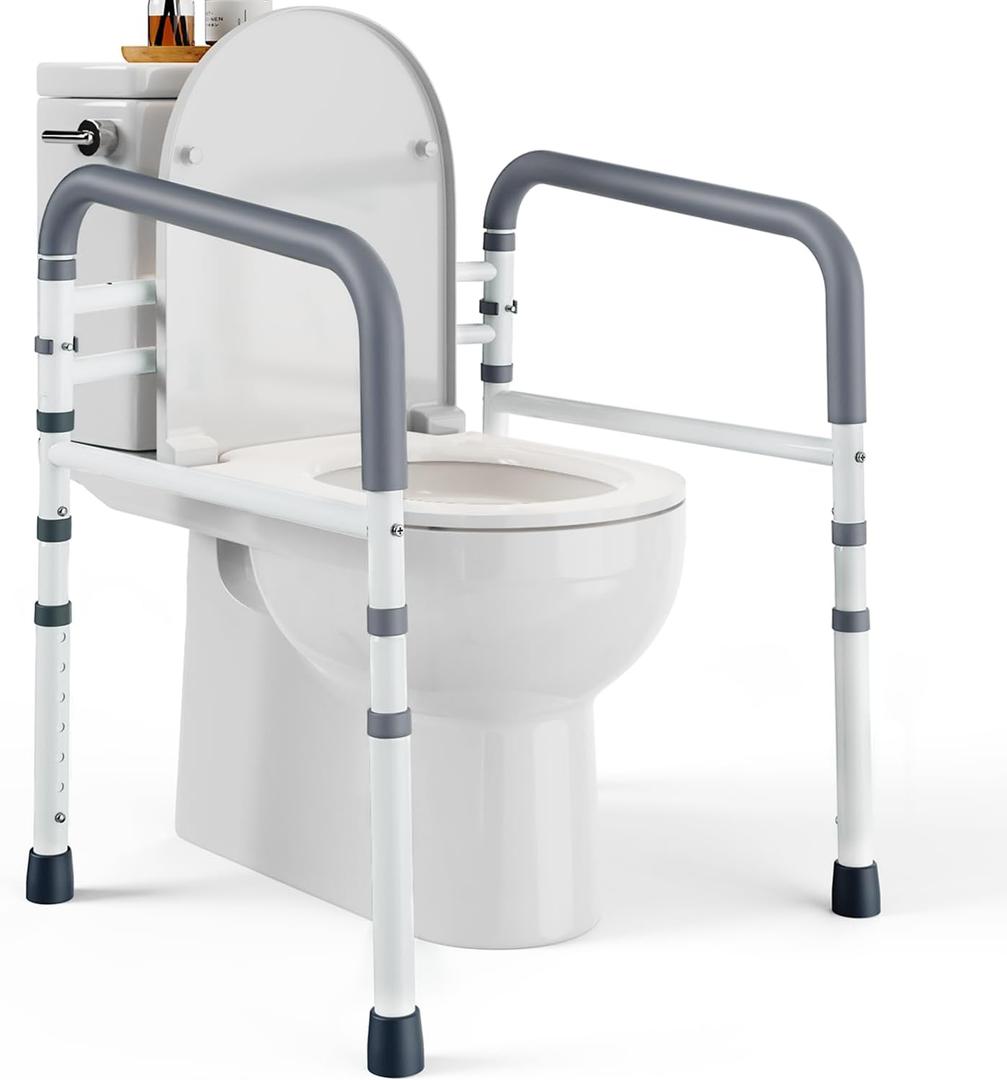 PELEGON Toilet Safety Rails (350 lb) - Adjustable Toilet Safety Frame & Rails, Toilet Safety Rail for Elderly Adults, Toilet Handles for Seniors, Toilet Bars for Elderly, Disabled & Handicap - White