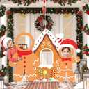 Christmas Gingerbread House Photo Backdrop, Christmas Photo Booth Backdrop Banner Large Fabric Face Gingerbread Holiday Party Background Wall Decorations for Xmas Holiday Party Supplies