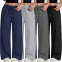 4 Pack Girls Sweatpants Teen Girls Baggy Wide Leg Pants Drawstring Joggers Athletic Trousers with Pockets 13-14Y