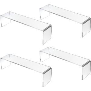 4 Pack Acrylic Risers Display Stands, Acrylic Shelf Riser Display Risers, Spice Rack for Dishes, Spices, Soda Cans and Bottles12.4 x 4 x 4.6 inch