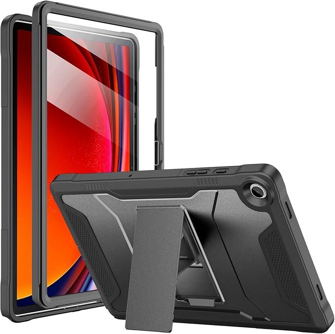 Soke Case for Samsung Galaxy Tab A9 Plus 2023, with Built-in Screen Protector and Kickstand, Rugged Full Body Protective Cover for Galaxy Tab A9+ 11 Inch Tablet [SM-X210/X216/X218], Black