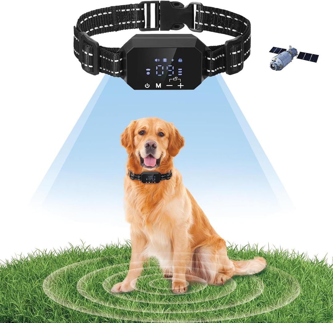 Wireless Dog Fence, GPS Dog Collar System with 3 Warning Modes, Outdoor Use Rechargeable Wireless Pet Fence, Range 98-3280 FT
