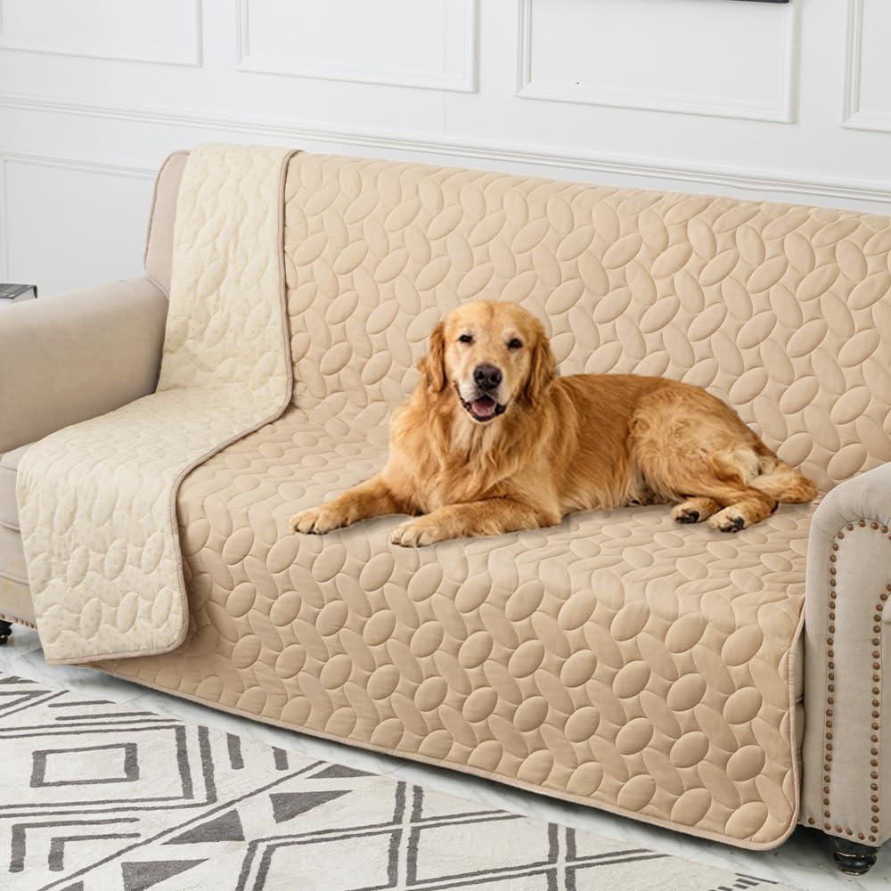 Ameritex Pet Bed Cover Dog Bed Blanket for Sofa and Furniture Waterproof New Pattern Design (82x82 Inch (Pack of 1), Beige)