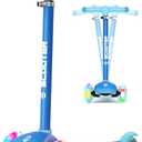 KORIMEFA Scooter for Kids Ages 3-8 with Light-Up Wheels & Deck, 3-Wheel Toddler Scooter with Adjustable Height, Anti-Slip Deck, Lean-to-Steer