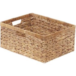 StorageWorks Extra Large Wicker Baskets for Organizing, Water Hyacinth Storage Basket with Built-in Handles, 1 Pack