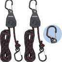 2PCS Kayak Rope Tie Down Ratchet Straps 3/8" 12' Bow and Stern Tie Down Kayak with Safety S Hook Heavy Duty Ratchet Rope Kayaks and Canoe Accessories Black