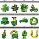 Barydat Set of 24 St. Patrick's Day Wood Shower Curtain Hooks Irish Shower Curtain Rings Decorative Clover Green Hat Rust Resistant Hooks for Bathroom Bedroom Decorations Accessories