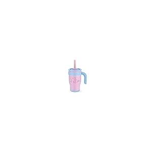 KXIAOCHEN Toddler Tumbler With Straw Spill Proof 14 Oz, Kids Tumbler With Handle Insulated Stainless Steel BPA-Free Keeps Drinks Cold up to 24 Hrs for Travel Cup Holders Outdoors, Green Powder Fruit