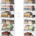 Yociyoga 8Tier Stackable Closet Organizers and Storage Shelves, Foldable Closet Shelf Organizer, Stackable Storage Bins Drawers for Closet Organizer System, White(Patent Pending)