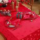 Honellaty Christmas Red Tablecloth, Jacquard Fabric Christmas Tree Pattern Table Cover Rectangle, Damask Table Cloth for Rectangle Tables, Holiday Tablecloths for Winter, Dinner, Party 60x102 inch Red