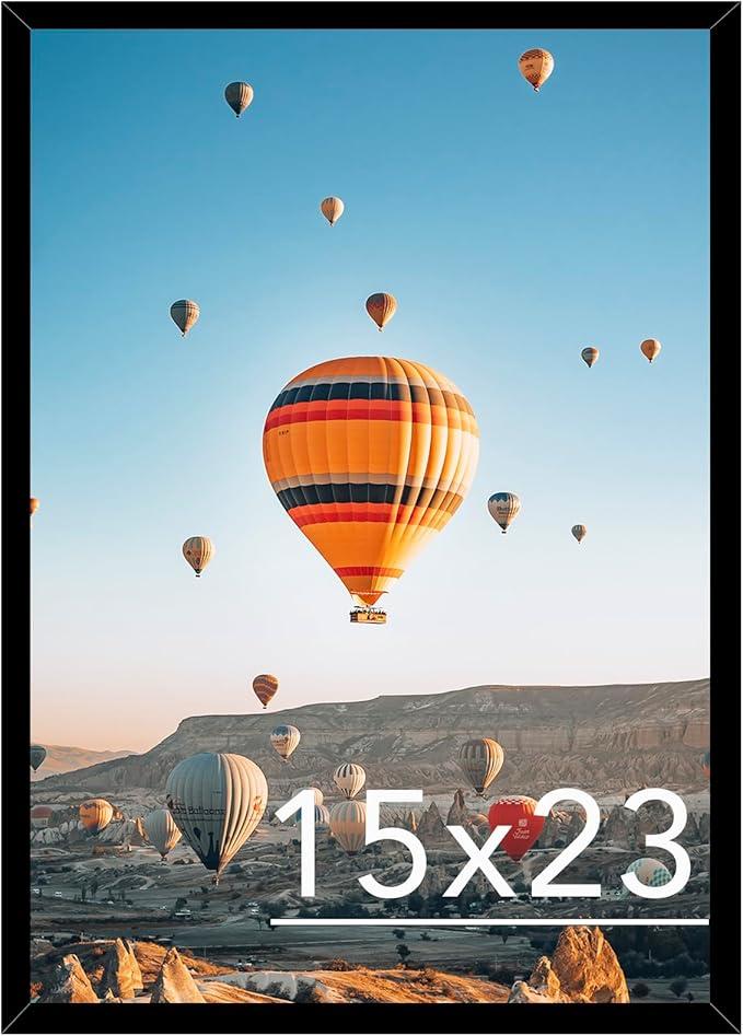 15x23 inch Black Picture Frame for Photos and Posters, Horizontal and Vertical Formats for Wall Hanging, Wall Gallery Frame for 15x23" Pictures