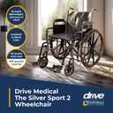 Drive Medical SSP220DDA-SF Silver Sport 2 Lightweight Folding Wheelchair, Black