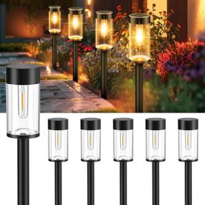 Woolmug Solar Pathway Lights, 6 Pack LED Solar Light Outdoor Waterproof, Auto On/Off Path Lights for Walkway Outside Yard Lawn Sidewalk (Warm White)