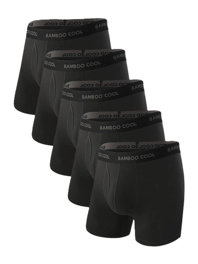 BAMBOO COOL Men's Ultra ComfortSoft Underwear, Moisture Wicking & Breathable No Ride Up Boxer Briefs with Fly, Multipack Size XL
