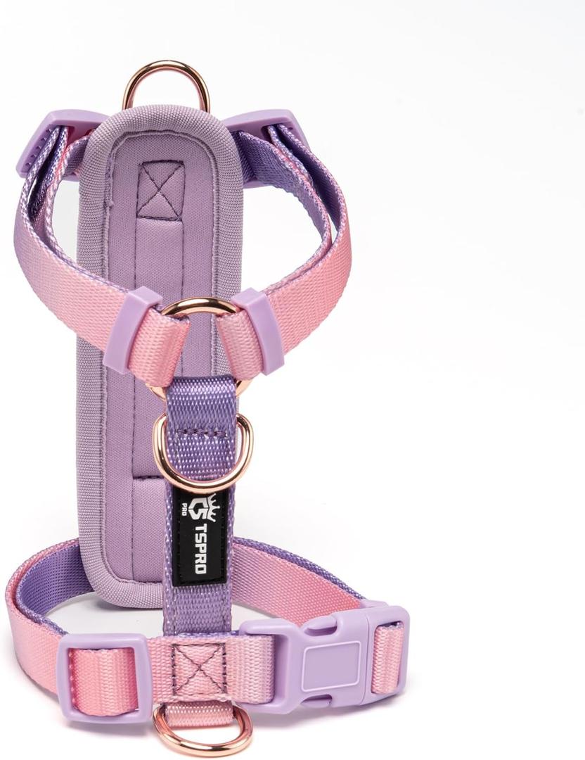 TSPRO Lightweight Dog Vest Harness Adjustable Harness Breathable Durable Quick Release Dog Harness for Medium Dog Walking (Pink-Purple Gradient, Size 2)
