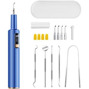 Ultrasonic Plaque Remover for Teeth with Smart Gum Protection - 42kHz Professional Tartar Remover, 10-Piece Kit (4 Heads + 6 Dentist Tools), LED Light, USB-C Rechargeable, IPX6 Waterproof for Home Use