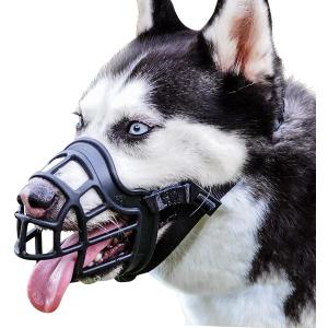 BARKLESS Dog Muzzle, Basket Muzzle Anti Biting Chewing, Sturdy Lightweight Cage Mouth Cover for Small Medium Large Sized Dogs, Allows Panting Drinking, Suitable for Grooming Trimming Training (4 (Snout 11-11"), Black)