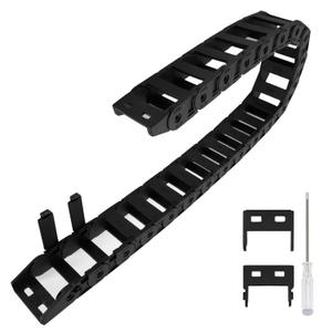 R38 18mm x 38mm(Inner H x Inner W) Black Plastic Cable Wire Carrier Drag Chain 1M Length for CNC, with End Connectors - Bridge Type (Inner Side openable)