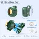 Portable Clip-on Fan, Silent Bladeless Mini fan, 360Rotation 3-speed Modes Whirlwind Fans For Waist Clips Hands-Free Cooling Fan Suitable For Outdoor Sports Trip Work Travel Green