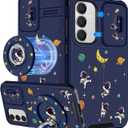 Buleens for Samsung Galaxy S24 FE Case - with Ring Stand & Camera Cover Aesthetic Cute Designed S24FE Case Women Girl Girly Cool Cartoon Astronaut for Samsung S24 FE Phone Case Compatible with Magsafe
