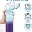 BJPKPK 18oz Insulated Water Bottle with Straw Stainless Steel Double Wall Water Bottles BPA Free Leak Proof Thermal Flask with Lockable Flip Lid and Soft Silicone Spout,Ocean Dream