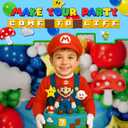 ALL-IN-1 Video Game Balloon Arch Kit with BONUS Mushroom, Cloud & Star Balloons - Red Blue Green Yellow Balloon Garland for Gamer Birthday Party Decorations & Party Supplies
