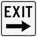 T&R Large Exit Sign with Right Arrow 18 x 18 Inches, Engineer Grade Reflective Sheeting, Rust Free Aluminum, Weather Resistant, Waterproof, Fade Resistant, 2 Pre-drilled Holes