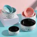 Fun Elements Ceramic Dog Bowls - Large, Non-Slip, 64 Fl Oz, Black with Adorable Dog Patterns (Large, Black)