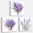 QIXIANG Lavender Canvas Wall Art 3 Pieces Rustic Purple Flowers Country Floral Painting Prints for Bathroom Bedroom Living Room Decor Framed (Lavender,10.00" x 10.00" x3Pcs)