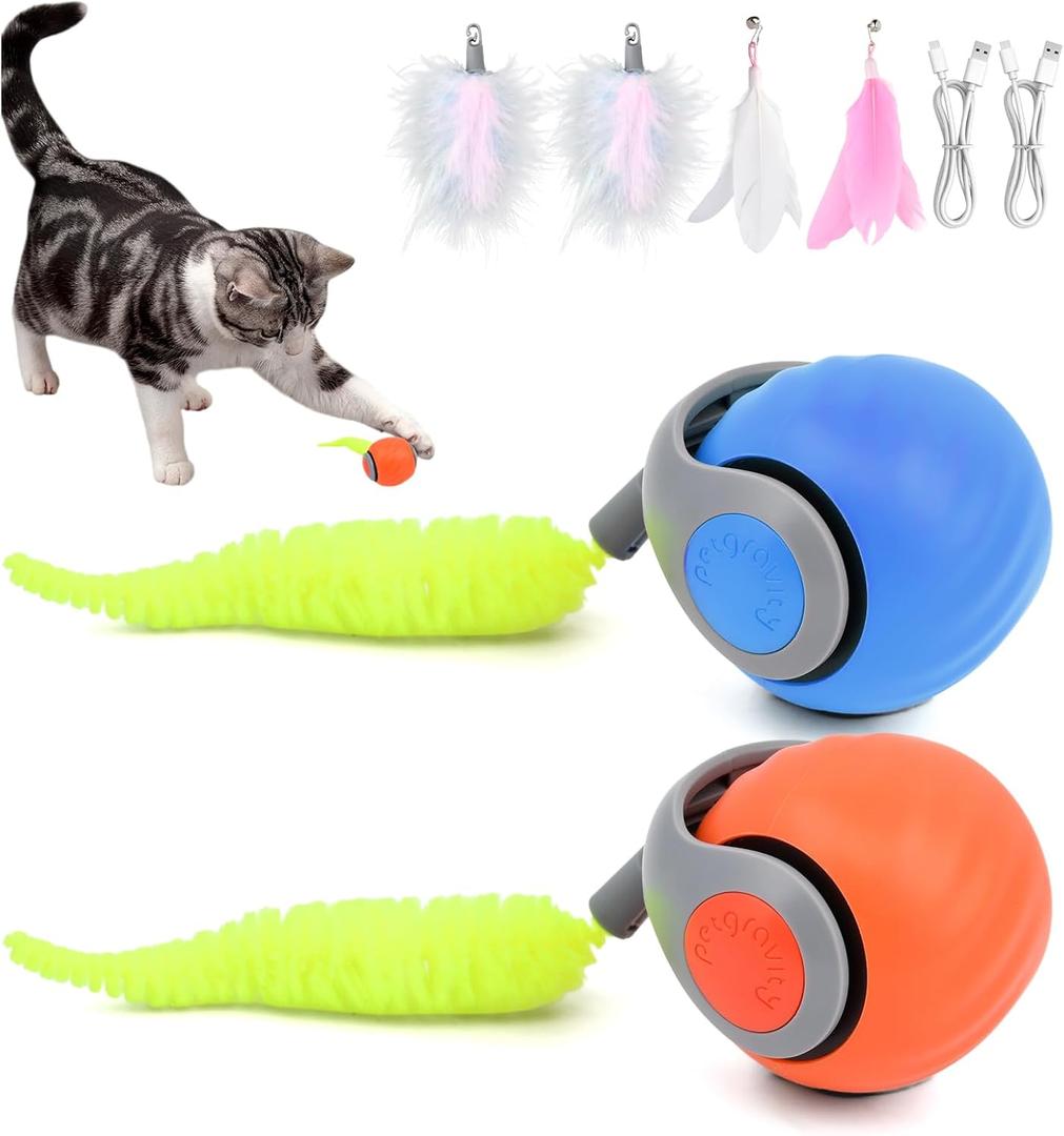 2 Packs Speedy Turbo Tail 3.0, 2025 New Interactive Cat Toy with Automatic Moving & Two Speed Adjustment for Indoor Bored Adult Cats