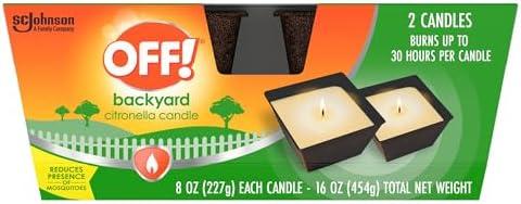 OFF! Backyard Citronella Scented Candle, Ambiance Enhancing Centerpiece, Burns for up to 25 Hours, 8 oz (Pack of 2), Set of 2