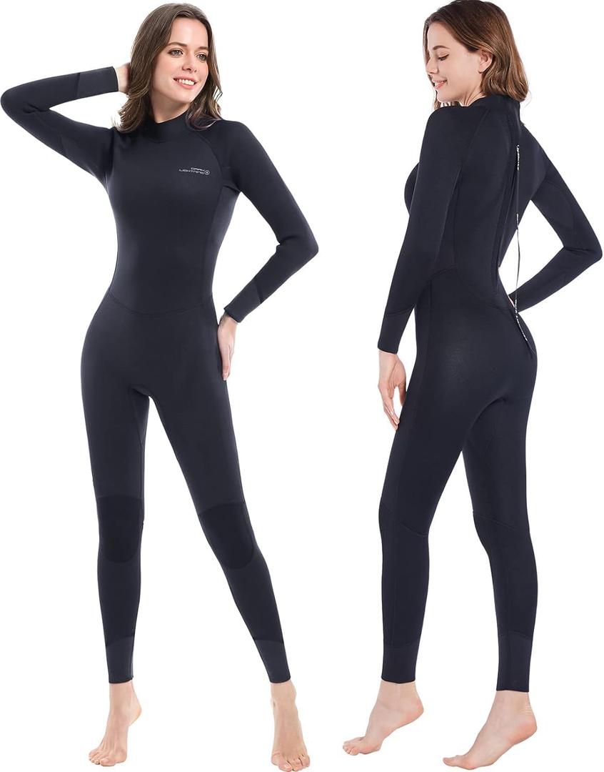 Dark Lightning Wetsuits for Men and Women, Mens/Womens Wet Suit for Cold Water, 3/2mm Wetsuit for Diving Surfing Snorkeling Kayaking Water Sports S