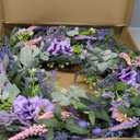 Wreath for Front Door 24 Inch Spring Summer Wreaths with Eucalyptus Leaves Lavender, Hydrangea Bouquet Green Summer Wreaths for Indoor Outdoor Door Wall Window Home Weddings Decor All Seasons