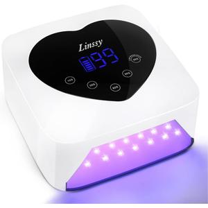 Nail Lamp,Cordless UV Led Nail Lamp 72W Rechargeable Nail Dryer with 5 Timer Setting,Professional Nail Light with Cute Heart Shape Large LCD Display (White)