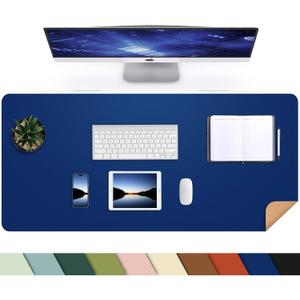 Desk Mat,35.4" x 17" Leather Desk mat,Double-Sided Desk Pad,Desk matt for Desktop,Large Mouse Pad,Office Desk mat,Waterproof Desk Blotter pad for Office&Home(Sapphire Blue+Cork)