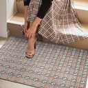 DEXI Entryway Door Mat Inside, Front Entrance Doormat Thin Low Profile, Non Slip Mats Absorbent for Home Entry Floor, 24x36, Checkered Grey