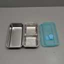 Blacksof 2 Pack Stainless Steel Snack Containers Leakproof Reusable Bento Boxes with Lids for Food Storage, Travel, Work, Outdoor (Clear Lid/Silver Base, Mixed)