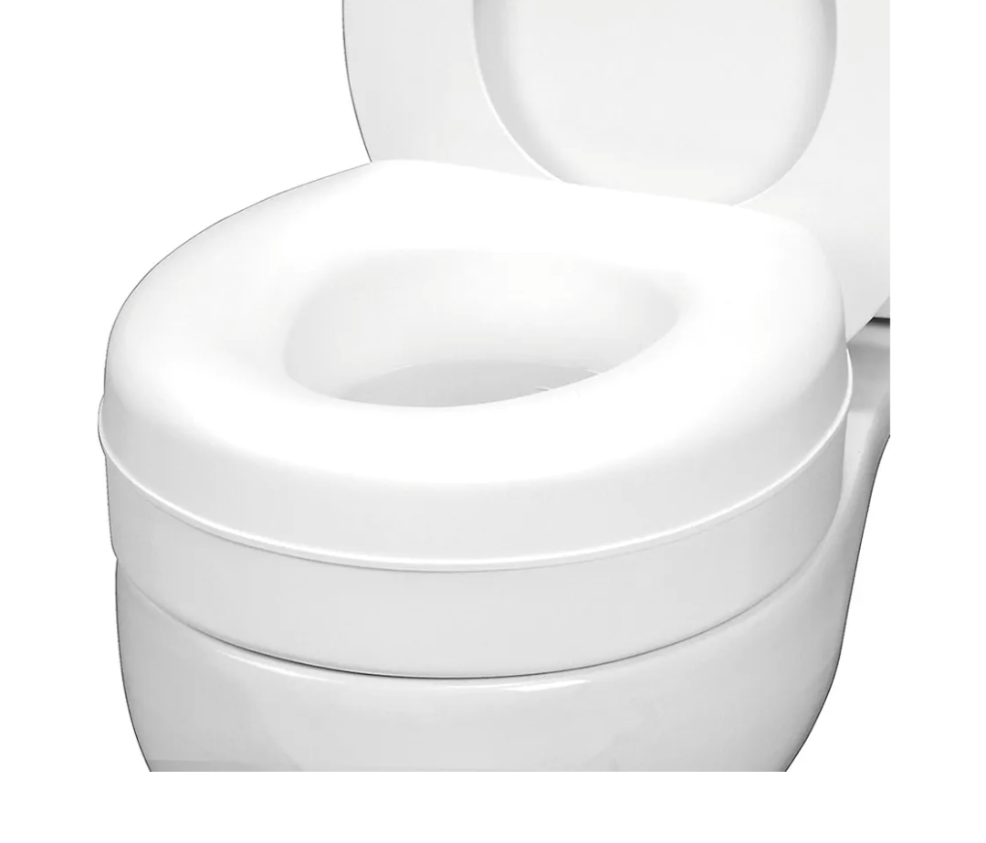 HealthSmart Enhanced Comfort 5" Raised (Round) Toilet Seat Risers for Seniors 5 Slip Resistant Pads FSA/HSA Eligible Padded Toilet Seat Elevation 15.7 x 15.2 x 6.1