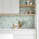 Peel and Stick Wallpaper - Green and White Leaf Wallpaper Removable Waterproof Contact Paper for Cabinets Bedroom Self-Adhesive Wall Cover Vinyl 16.1x197