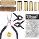 Fybrinth Pine Needle Basket Making Tool Set, Basket Rattan Weaving Basketry Supplies with Coiling Tool, Waxed Thread, Needle and Thimble Ring, Long Nose Pliers