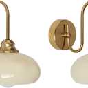 KCO Lighting Brass Gold Wall Sconces Set of 2 Mid Century Glass Wall Sconces Set of Two Modern Globe Wall Light Round Wall Light Bedroom Fixtures 2 Pack