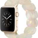 Heesch Tortoise Stretchy Watch Band Compatible with Apple Watch Serise Ultra/SE/8/7/6/5/4/3/2/1, Resin Cute Watch Strap Wristband for iWatch Bracelet for Women Men Girls, 38/40/41mm, 42/44/45/46/49mm, Oval Version (Ivory White)