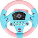 TOYANDON Kids Steering Wheel - Toddler Steering Wheel Toy, Simulated Driving Racing Car Game Controller, Pretend Driving Toy with Light and Music Electric Sounding Effects for Boys Girls (No Battery)
