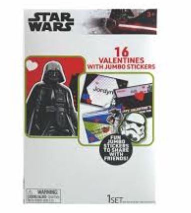 Star Wars 16 Valentines with Jumbo Stickers 2 Pack