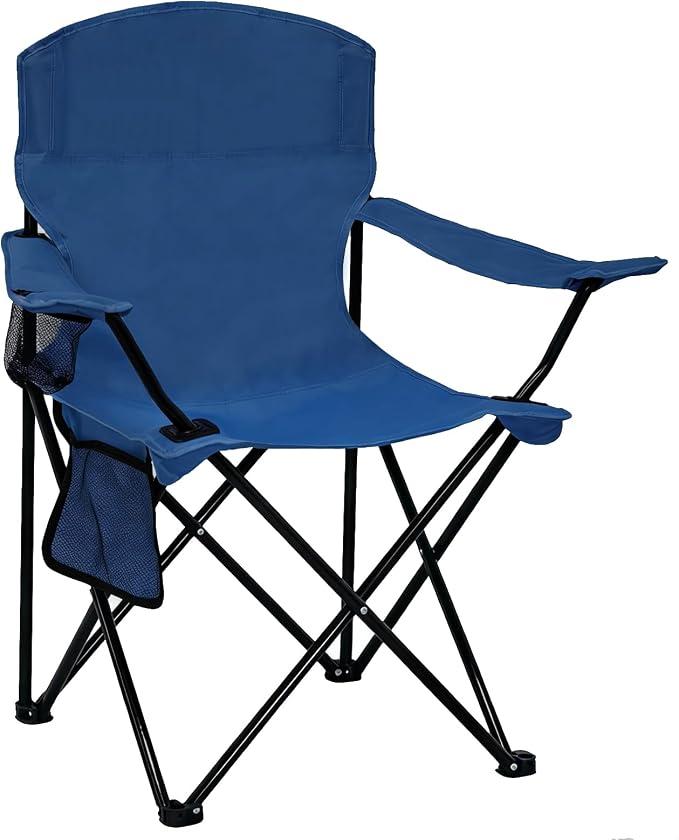 Folding Camping Chair with Cup Holder & Side Storage Bag 300lbs Capacity Lightweight High Back Portable for Beach, Picnic, Sport, Cyan